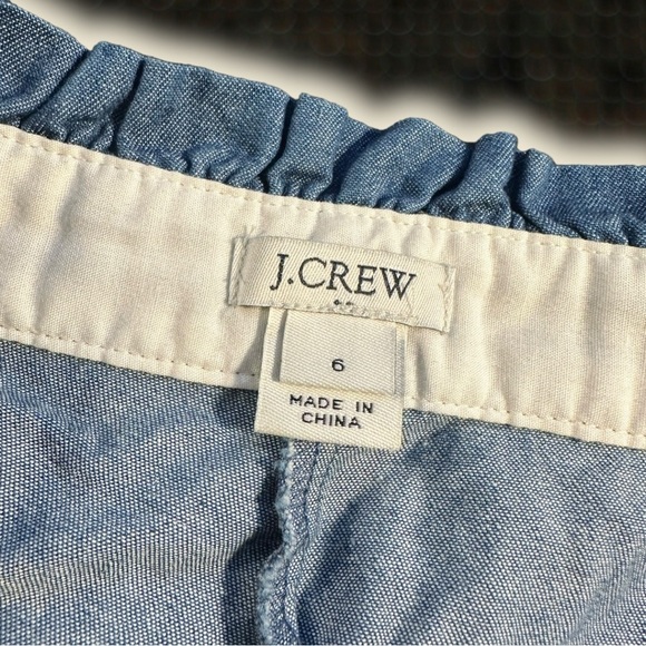 NWOT J. Crew Cotton Blue Chambray Ruffled Trim Chino 3” Shorts Size 6 - Picture 7 of 9